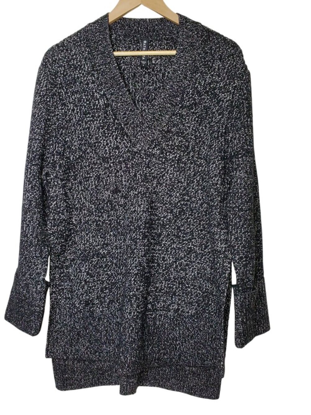Athleta Women's Shasta Oversidec V-neck Chunky High Side Slits Wool, Size S